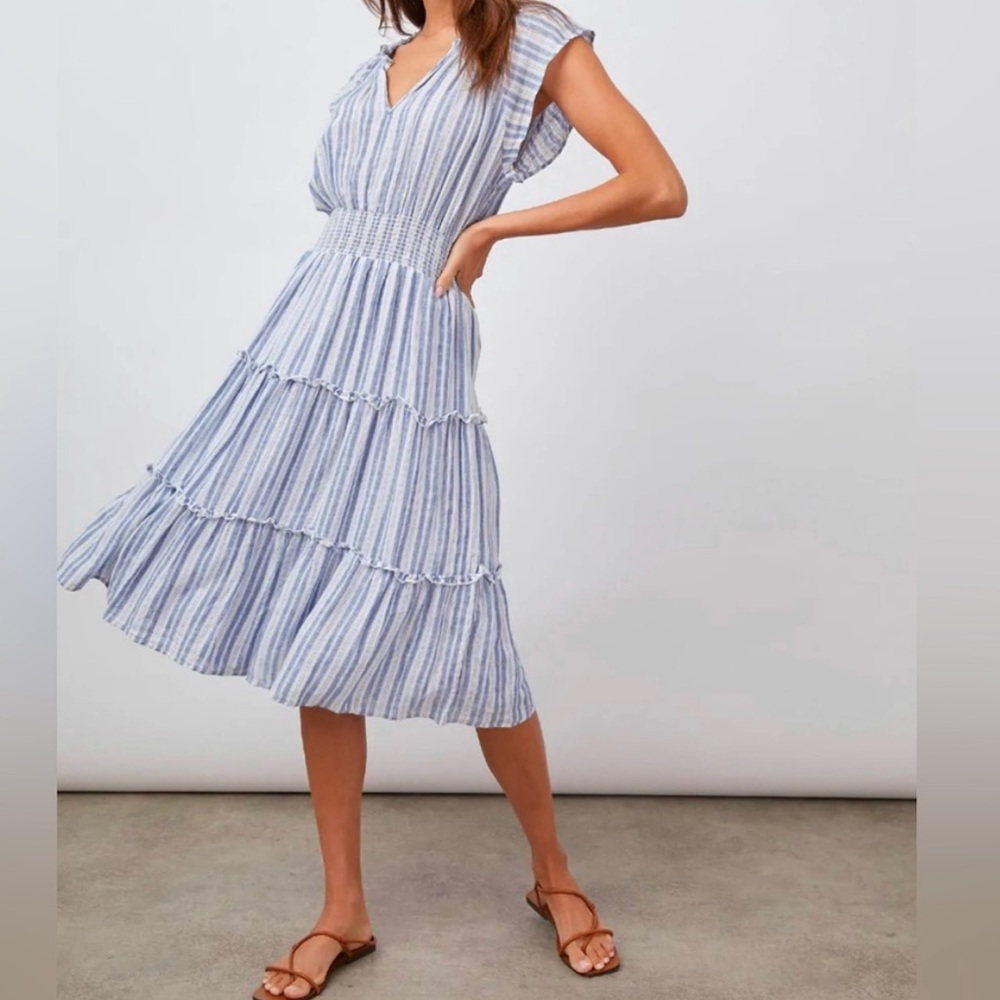 Rails Blue and White Striped Midi Dress